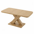 mesa de comedor extensible de MDF con chapa de roble claro base en X forma rectangular 140-180 cm x 80 cm x 75 cm