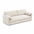 Sofá cama recto con cajones de almacenamiento tapizado en tejido de poliéster estructura de madera 210 cm x 90 cm x 85 cm color beige claro