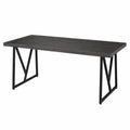 Mesa de comedor rectangular con tablero MDF efecto madera gris oscuro y patas de acero negro 160 x 80 x 75 cm