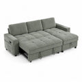 Sofá cama extensible de 3 plazas tapizado en tejido de poliéster verde grisáceo con asiento capitoné 220 x 150 x 85 cm