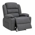 Sillón reclinable individual tapizado en tejido de poliéster gris oscuro con reposapiés extensible y portavasos 90 x 170 x 100 cm