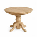 mesa de comedor redonda de madera efecto roble base central torneada 120 cm x 75 cm color natural