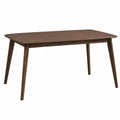 Mesa de comedor rectangular con esquinas redondeadas tablero MDF chapado en nogal y patas de madera marrón nogal oscuro 140 x 80 x 75 cm