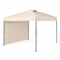 Gazebo plegable de jardín 3x3 m con pared lateral de poliéster estructura de acero color beige 300 cm x 300 cm x 260 cm