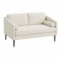 Sofá de dos plazas tapizado en tejido de poliéster bouclé color beige claro patas metálicas negras 160 x 80 x 85 cm