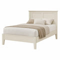 Cama para colchón 160 x 200 cm con cabecero de paneles estructura de MDF y madera de pino rectangular color crema