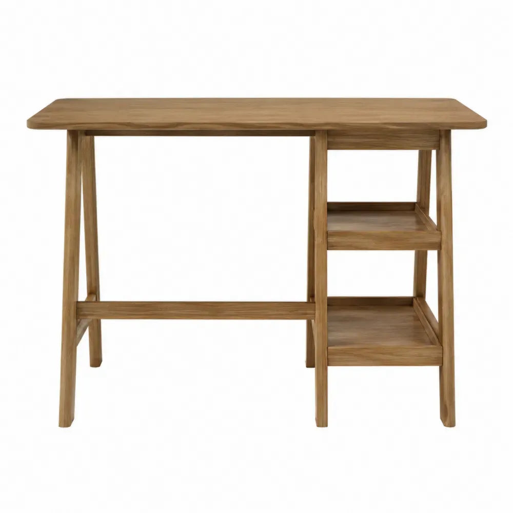 Escritorio de oficina madera MDF y madera natural con estantería lateral abierta 120 x 55 x 75 cm diseño moderno
